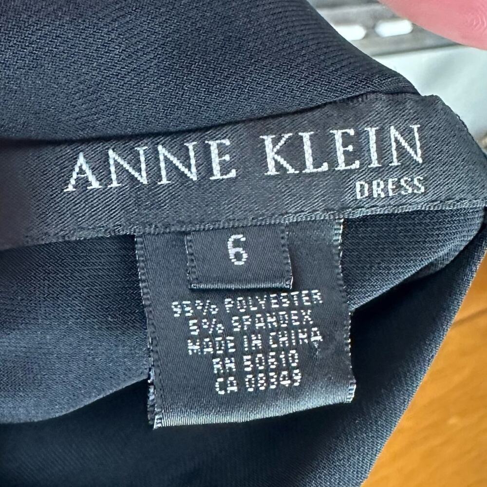 Anne Klein Ruched Buckle Waist Fit Flare Dress Black Size 6 - Picture 5 of 6